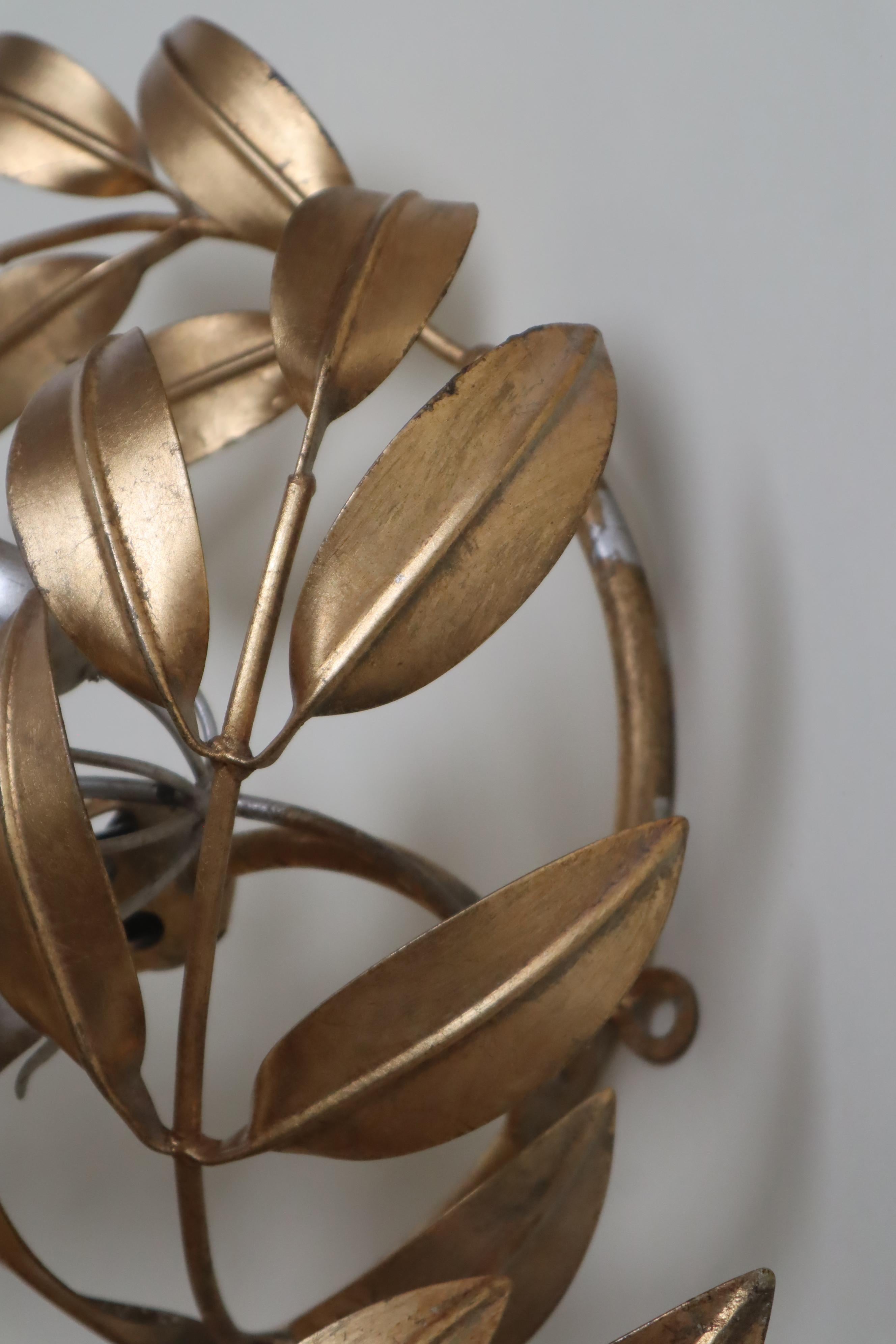 German Luxury Large Golden Bell Flower Pioggia Doro Wall Lamp by Hans Kögl For Sale