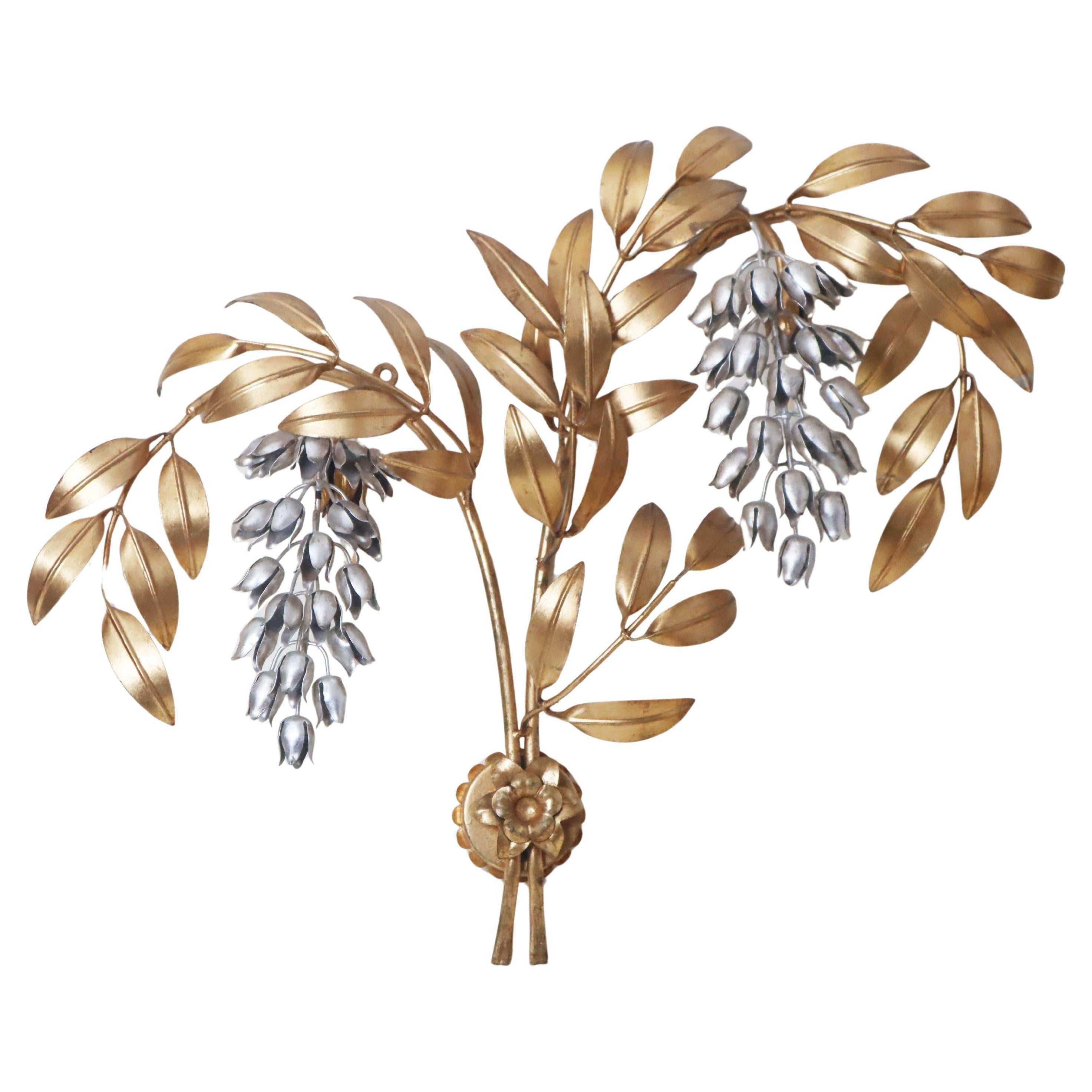 Luxury Large Golden Bell Flower Pioggia Doro Wall Lamp by Hans Kögl For Sale
