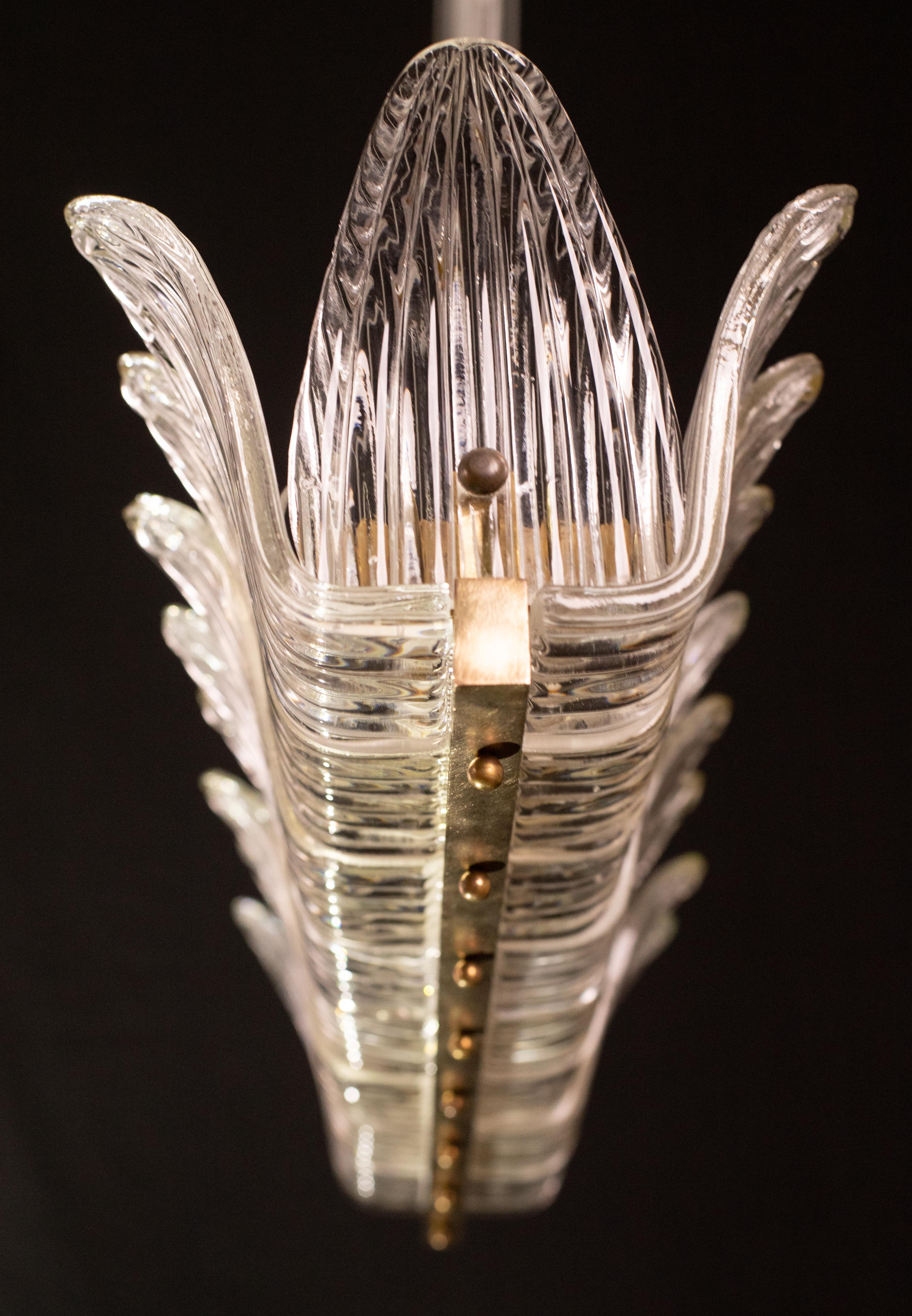 Lampadario Art Decò di lusso di grandi dimensioni di Barovier e Toso, vetro di Murano, 1940 in vendita 5