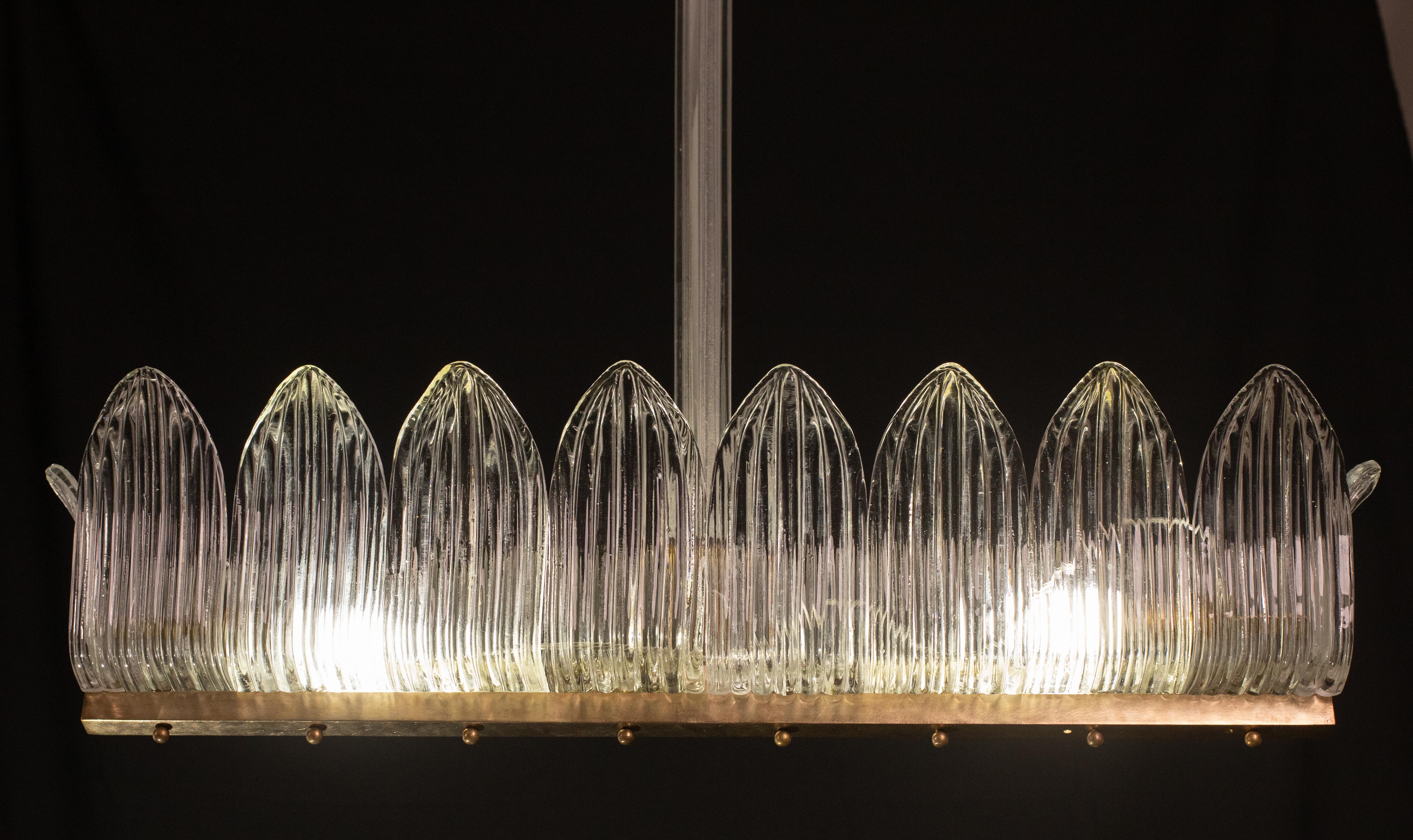 Lampadario Art Decò di lusso di grandi dimensioni di Barovier e Toso, vetro di Murano, 1940 in vendita 3