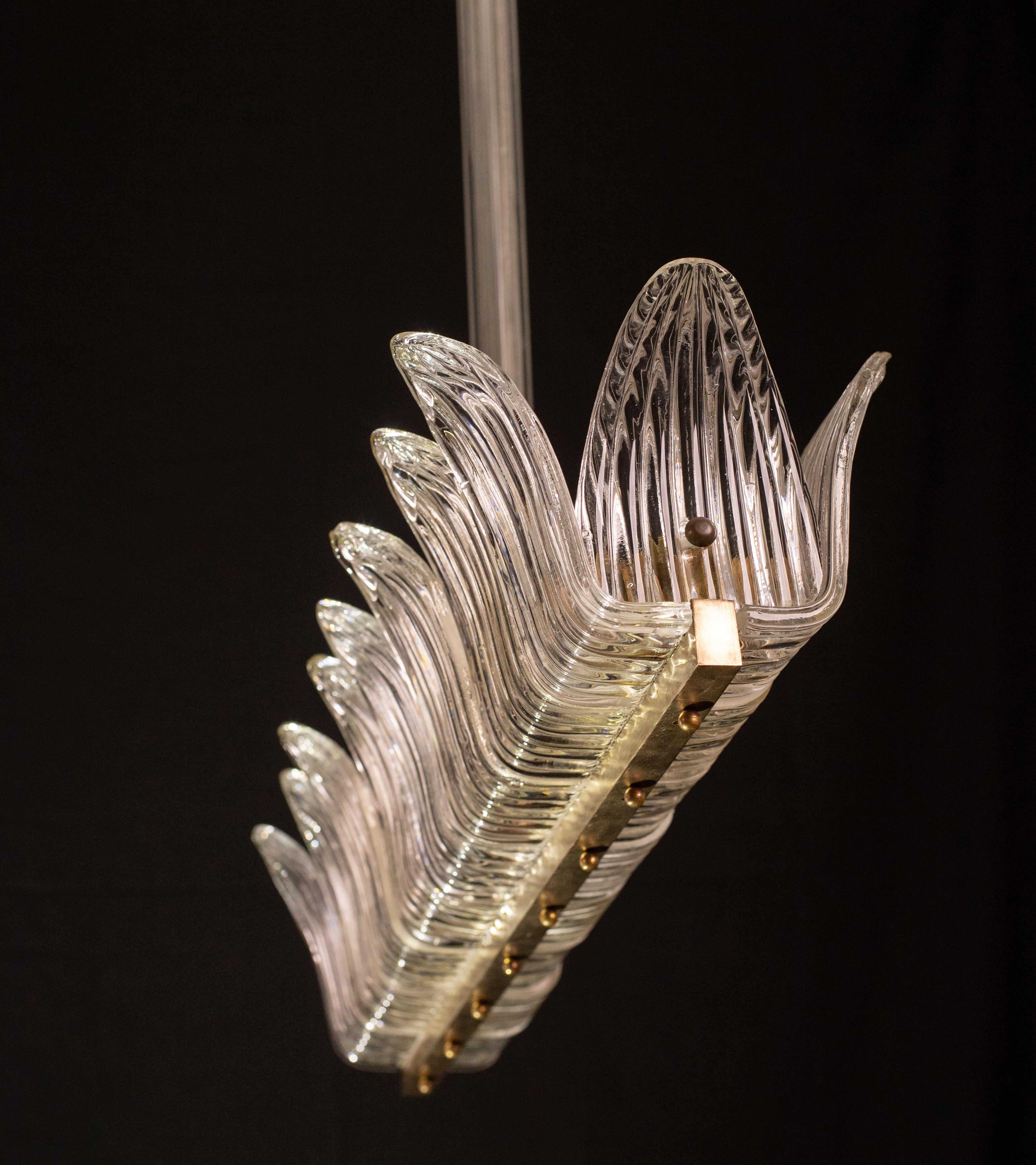 Luxury Large Size Art Decò Chandelier By Barovier e Toso, Murano Glass, 1940 For Sale 5