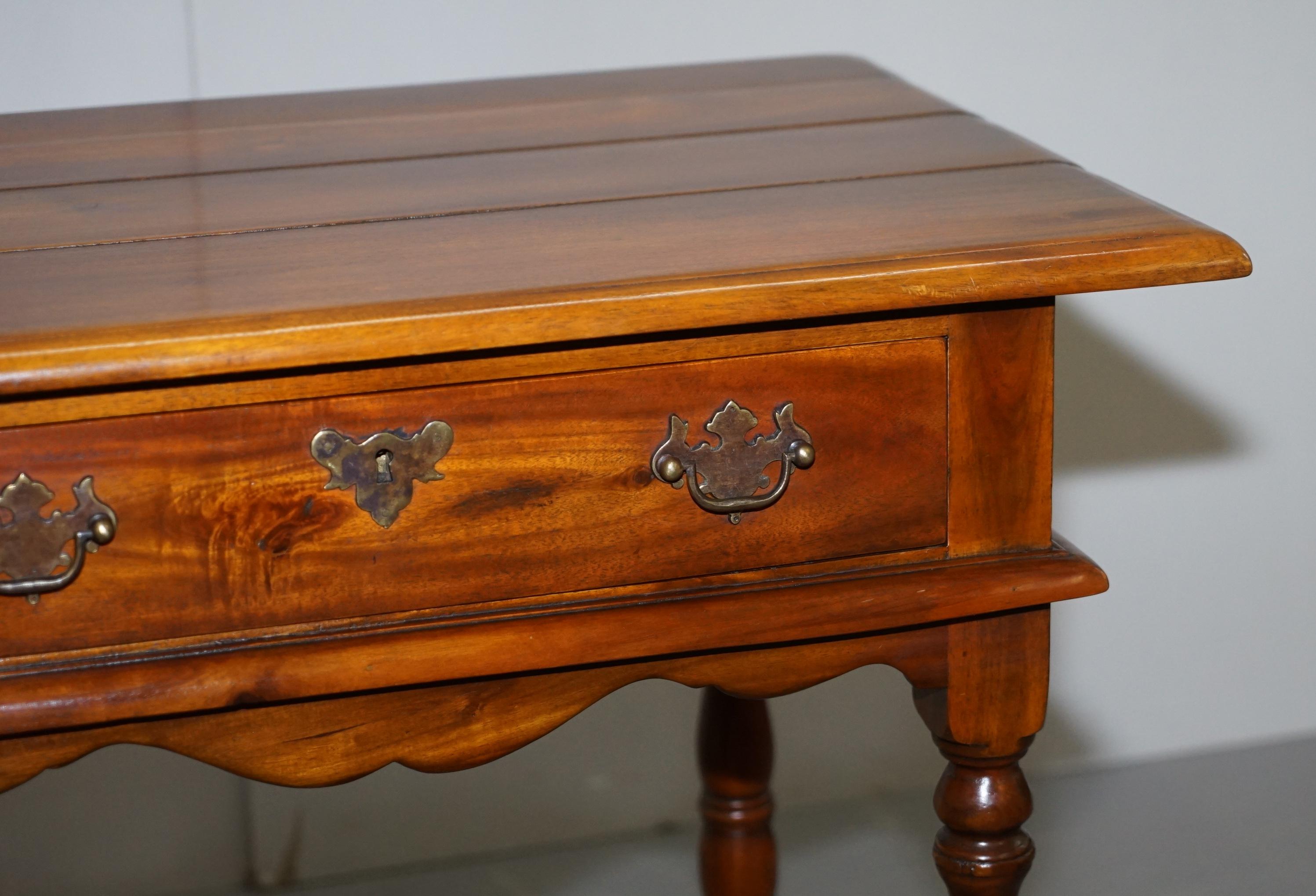 20th Century Luxury Large Theodore Alexander Hardwood Side Table with Single Drawer Campaign For Sale