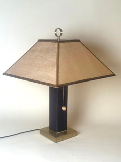 Luxury Leather and Solid Brass Table Lamp With Original Shade