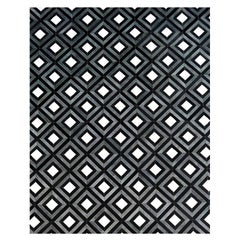 Lujosa alfombra de cuero patchwork, 8 x 10 pies, color negro gris blanco