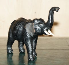 LUXURY LiBERTY'S LONDON OMERSA LEATHER ELEPHANT FOOTSTOOL STOOL GLASS EYES