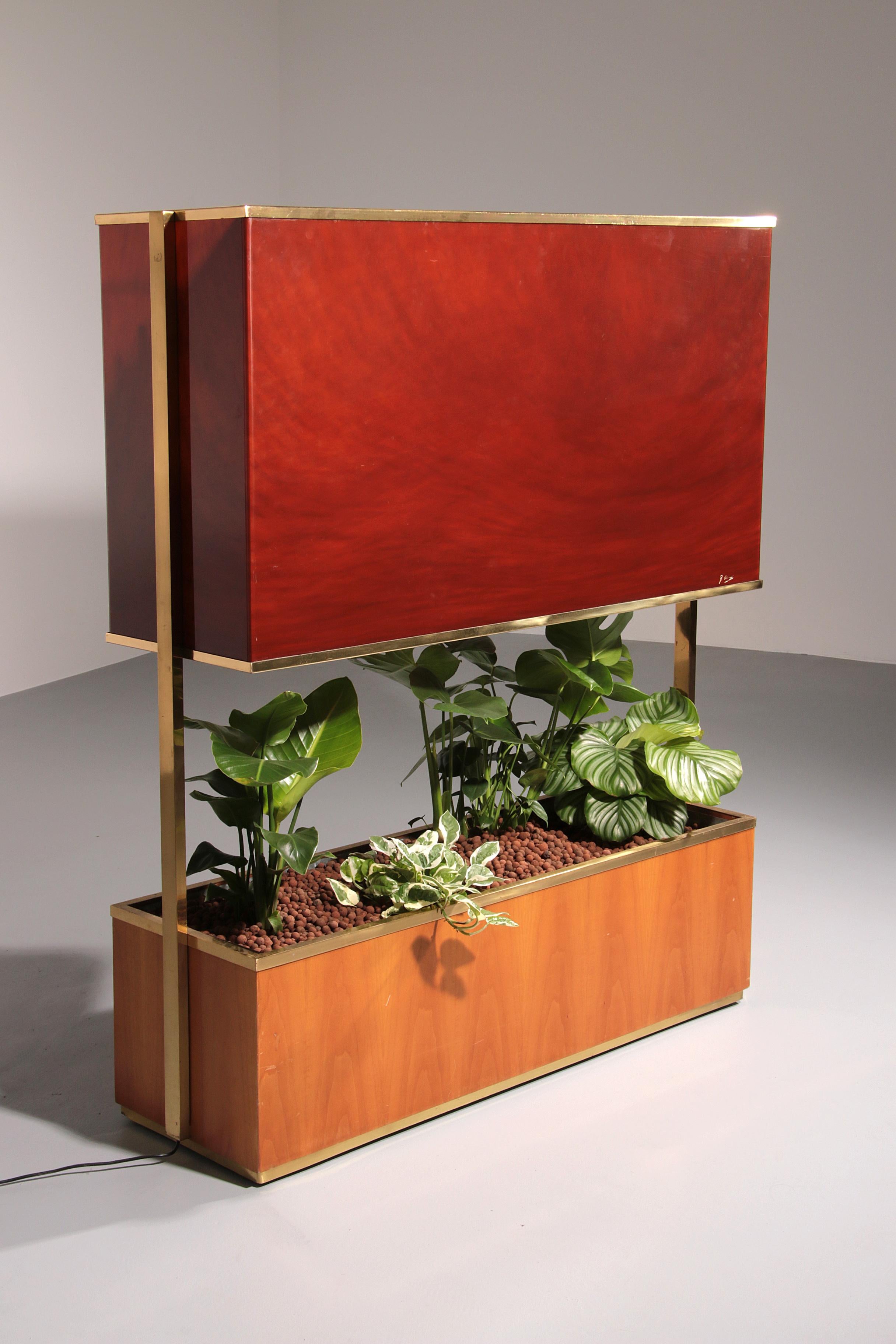 Luxury Lighted Planter on Wheels – Modern Room Divider 1960 Italy 4