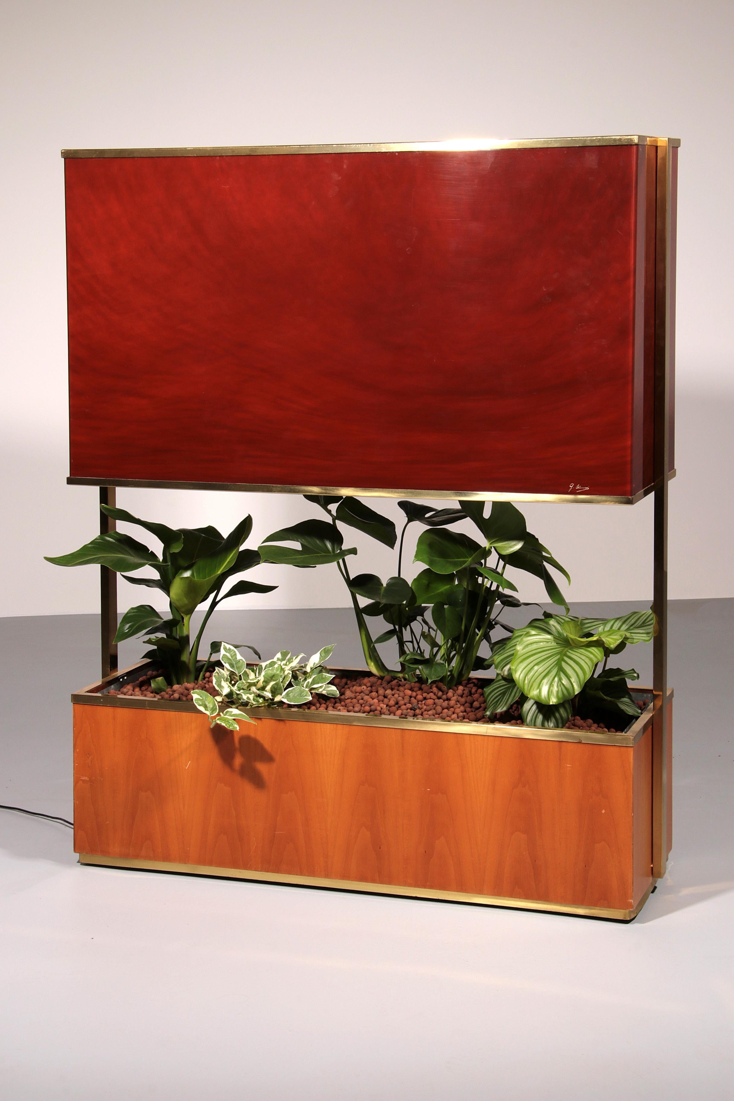 Luxury Lighted Planter on Wheels – Modern Room Divider 1960 Italy 5