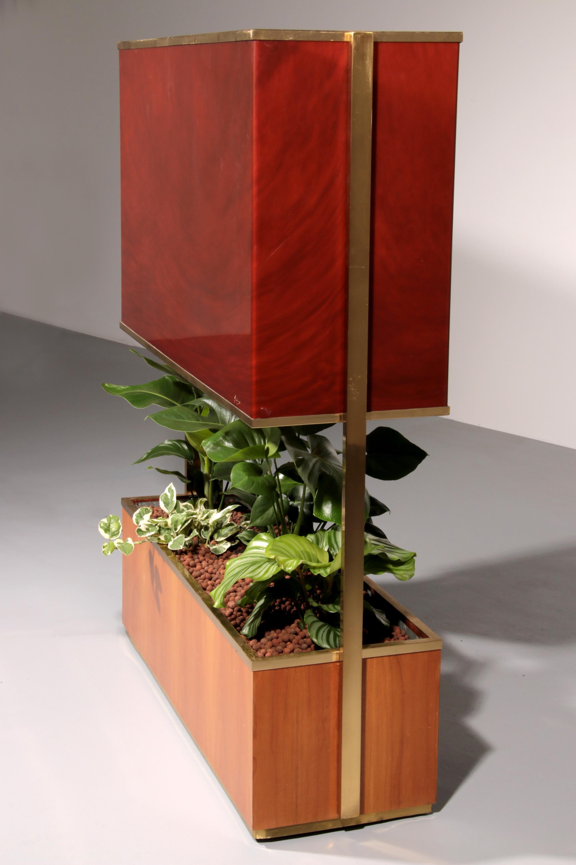 Luxury Lighted Planter on Wheels – Modern Room Divider 1960 Italy 6