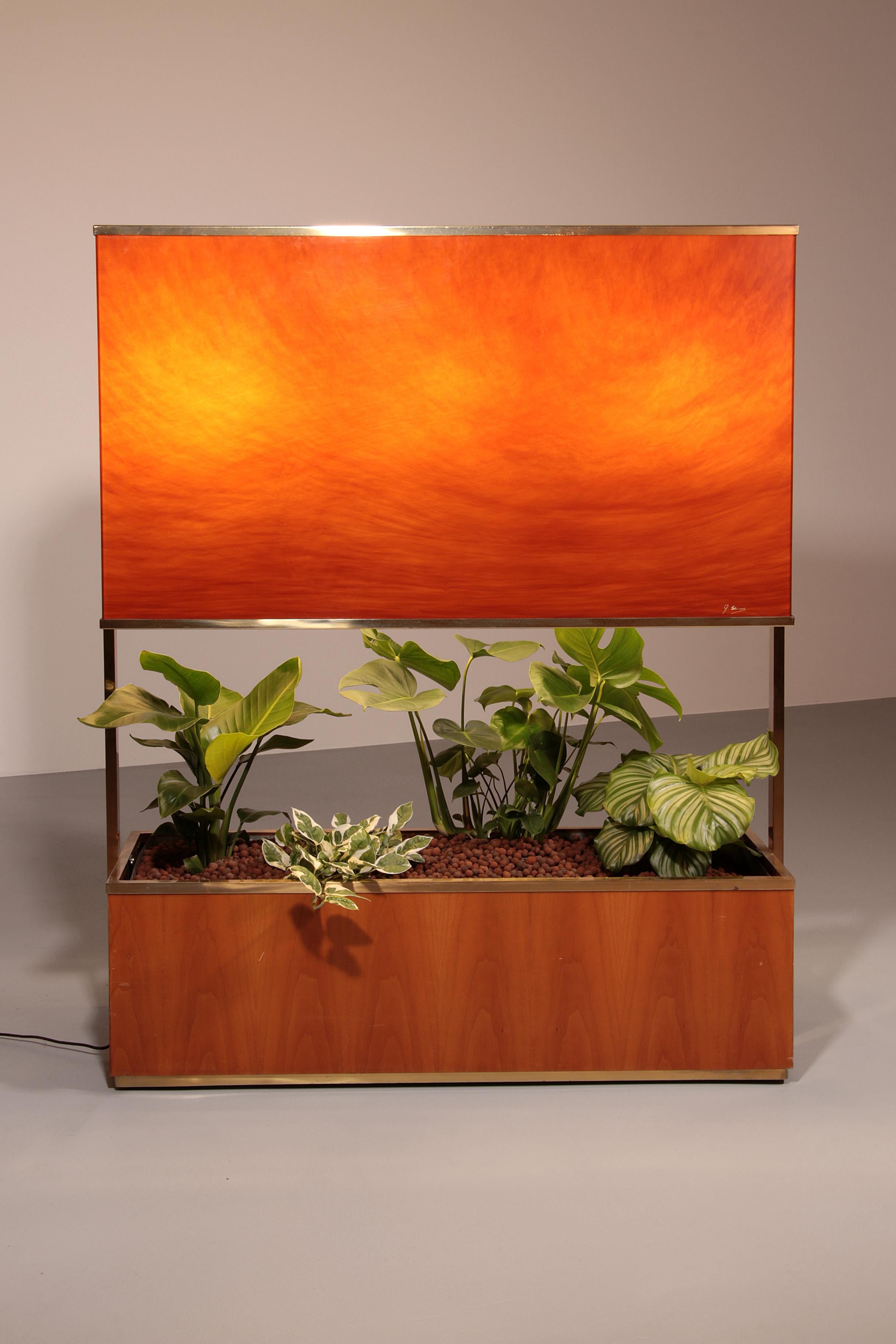 Mid-Century Modern Luxury Lighted Planter on Wheels – Modern Room Divider 1960 Italy