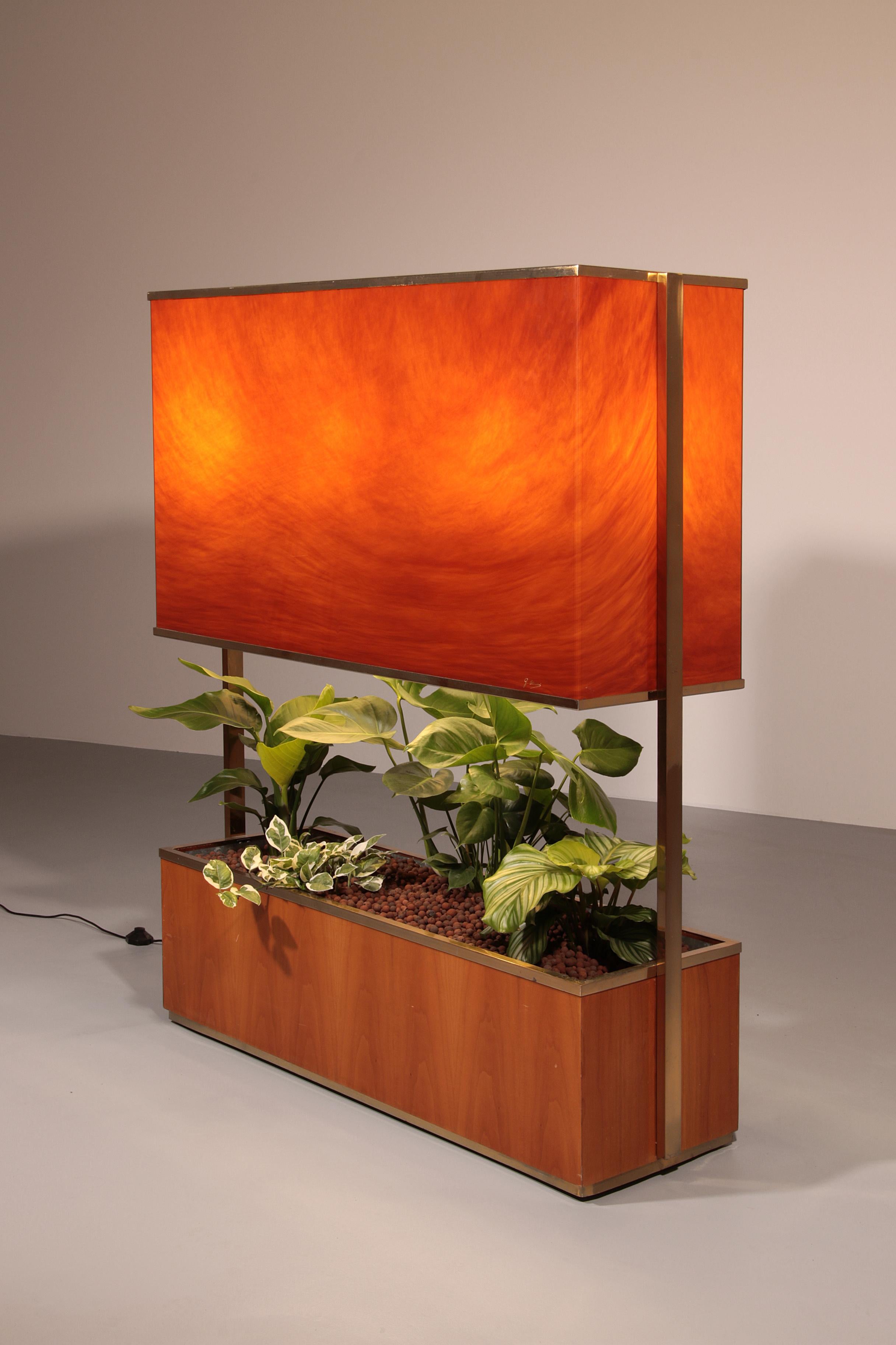Mid-20th Century Luxury Lighted Planter on Wheels – Modern Room Divider 1960 Italy