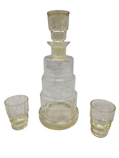 Luxury liqueur set, bottle & six glasses, 1900s Vienna Secession, Austria