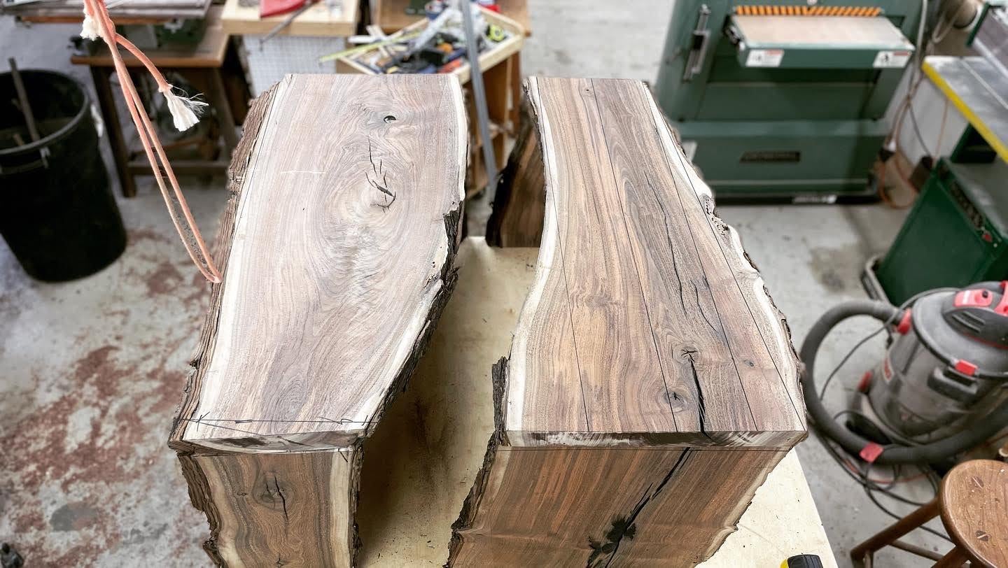 Resin Luxury Live Edge Walnut River Table with Clear Grey Epoxy For Sale