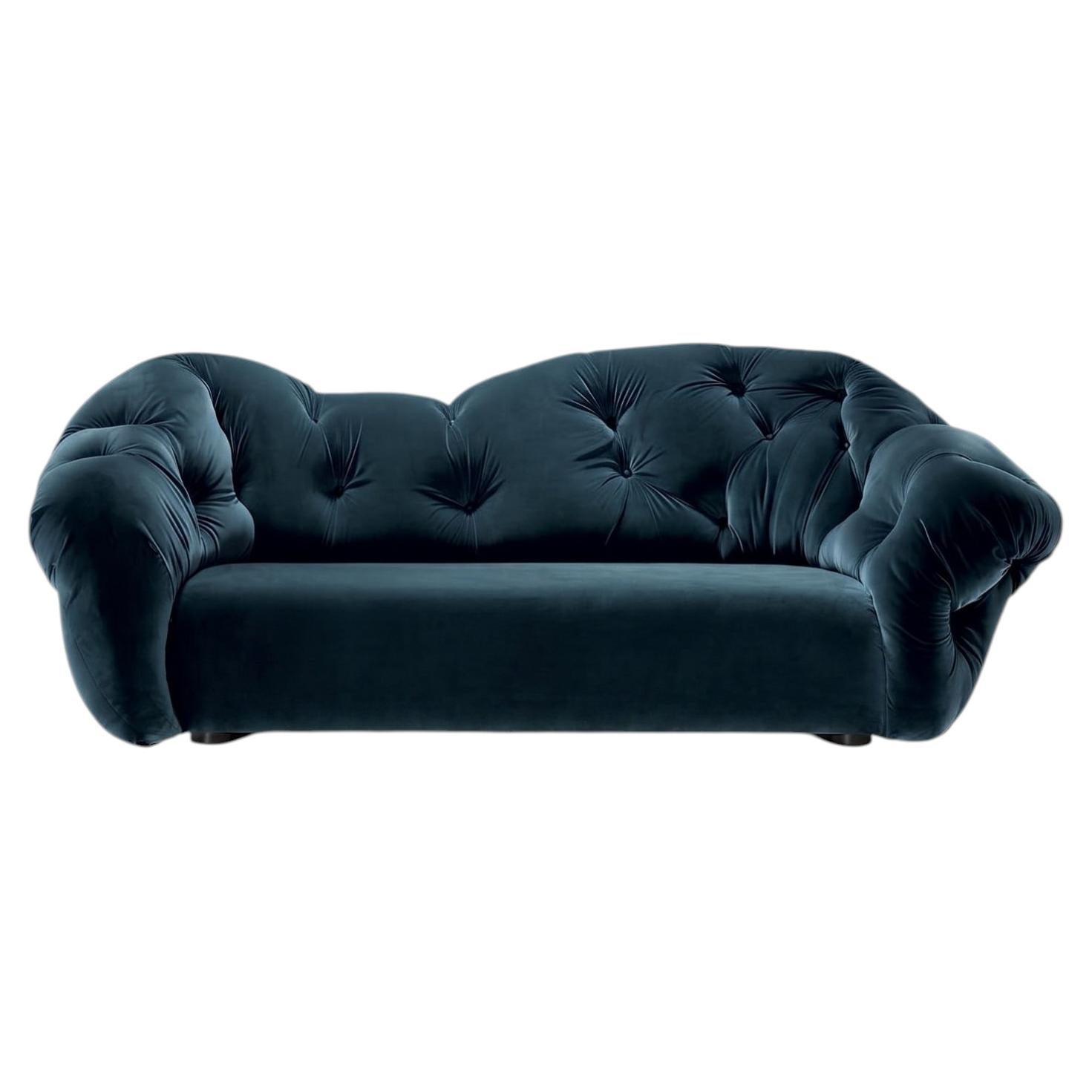 Luxuriöses Lounge-Sofa aus Samt – Gaetano Pesce für Meritalia, Modell „Nubola“, 277 cm – Marineblau