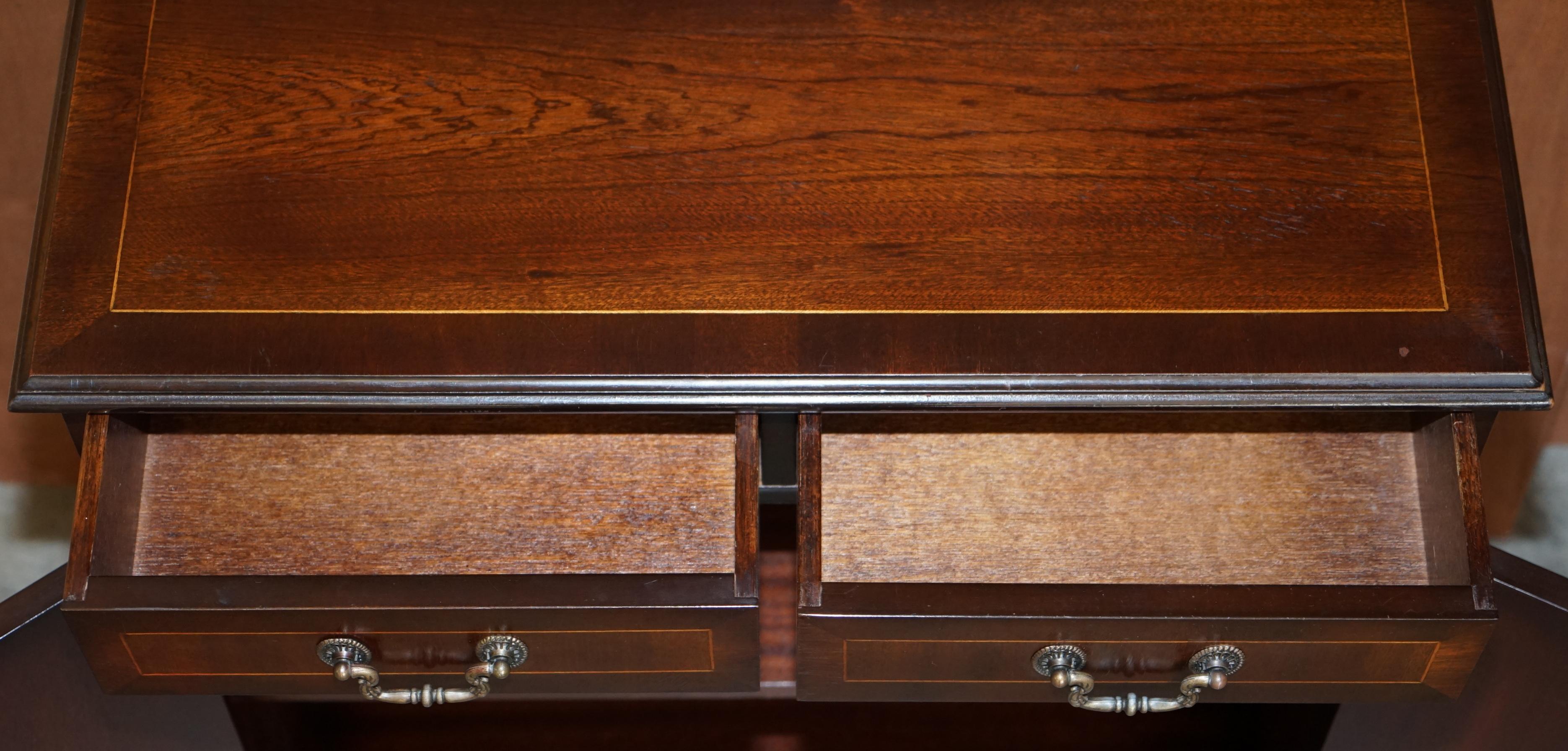Luxury Hardwood Vintage Two Drawer Dwarf Library Bookcase Sideboard Drawers For Sale 3