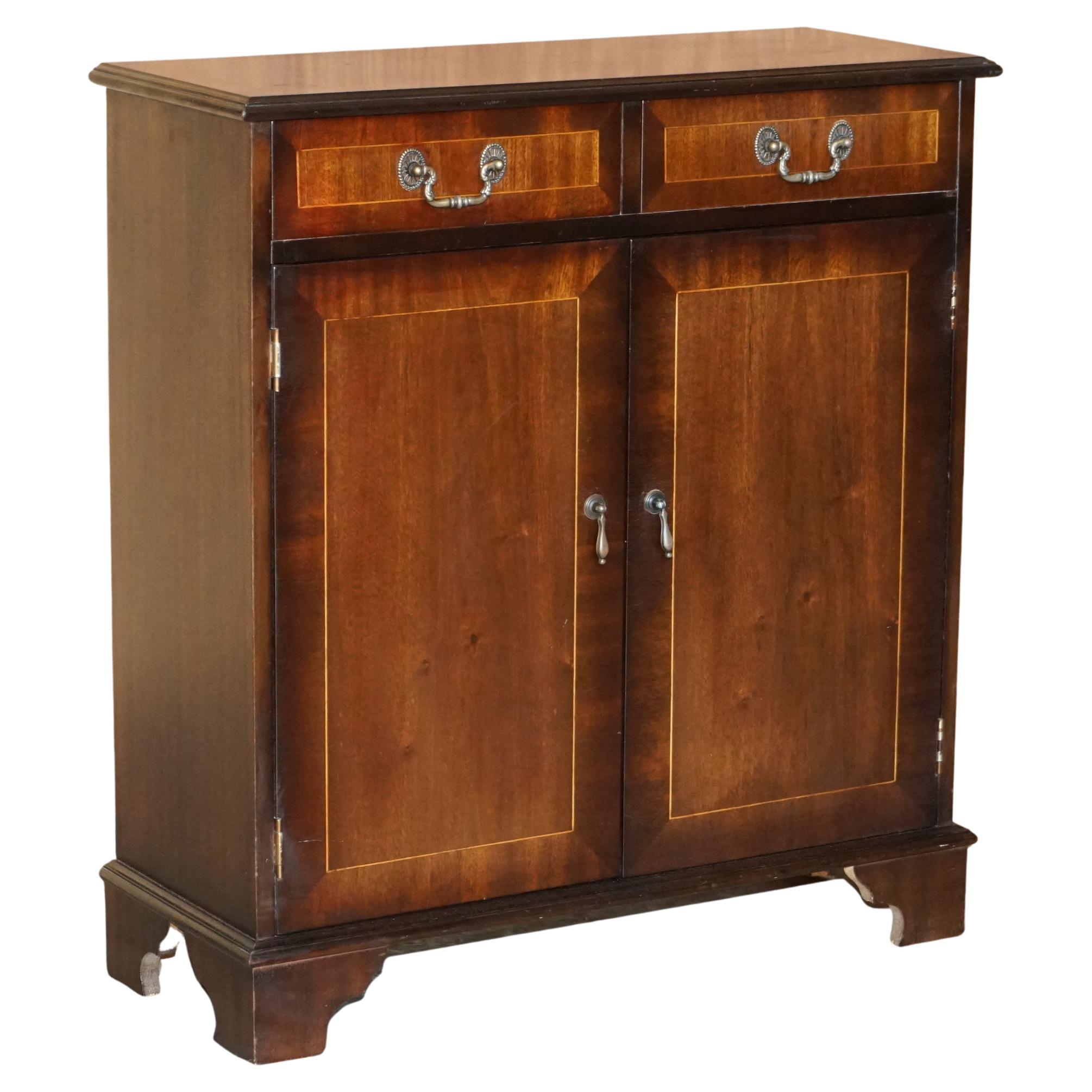 Luxury Hardwood Vintage Two Drawer Dwarf Library Bookcase Sideboard Drawers