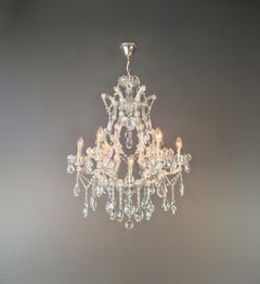 Lustre de luxe en cristal de style Marie-Thérèse, finition chrome argenté, éclairage européen
