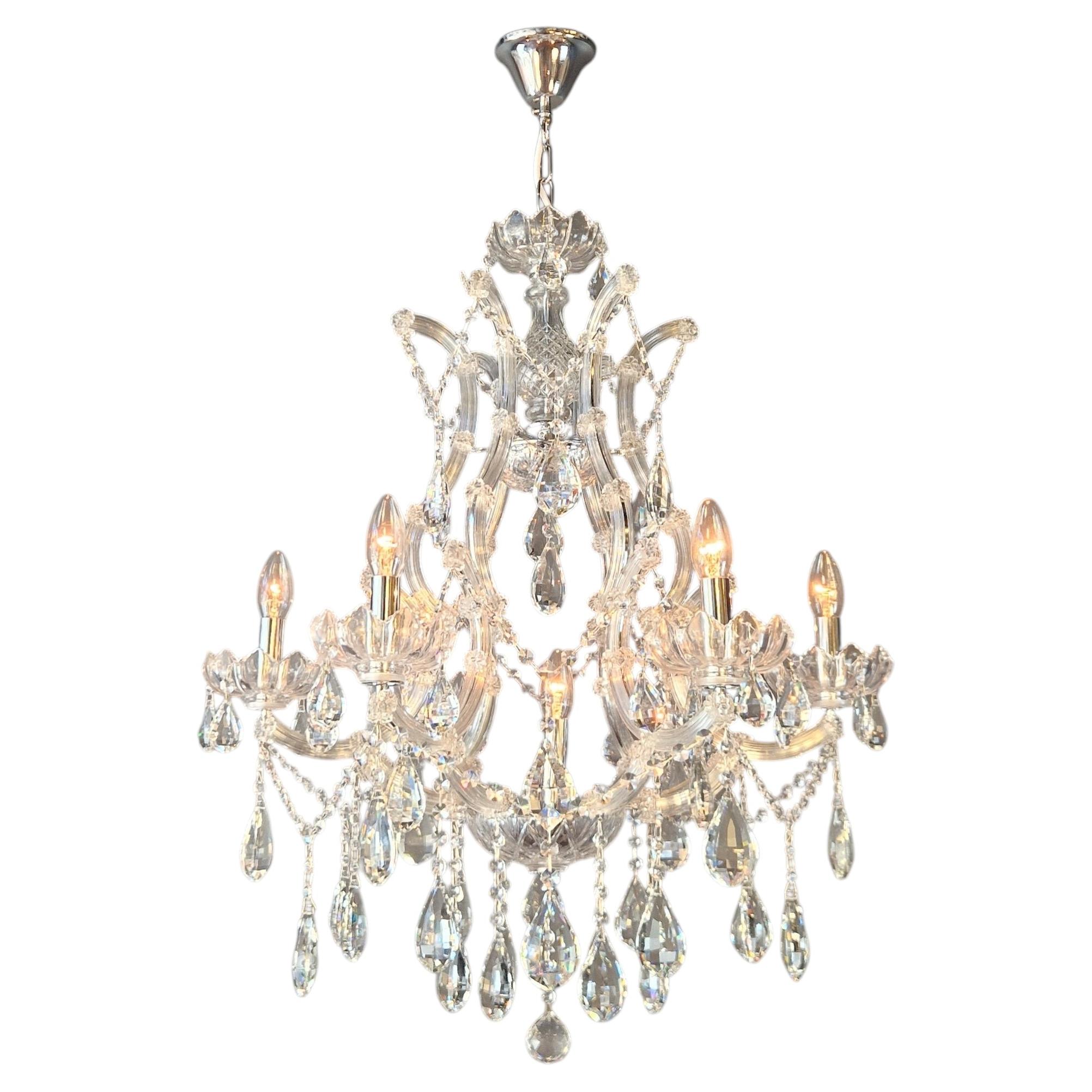 Luxury Maria Theresa Style Crystal Chandelier Chrome Silver European Lighting