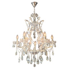 Lustre de luxe en cristal de style Marie-Thérèse, finition chrome argenté, éclairage européen