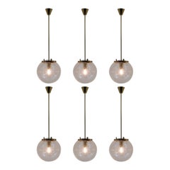 Luxury Midcentury Pendants in Hand Blown Glass and Brass, Austria, 1960s