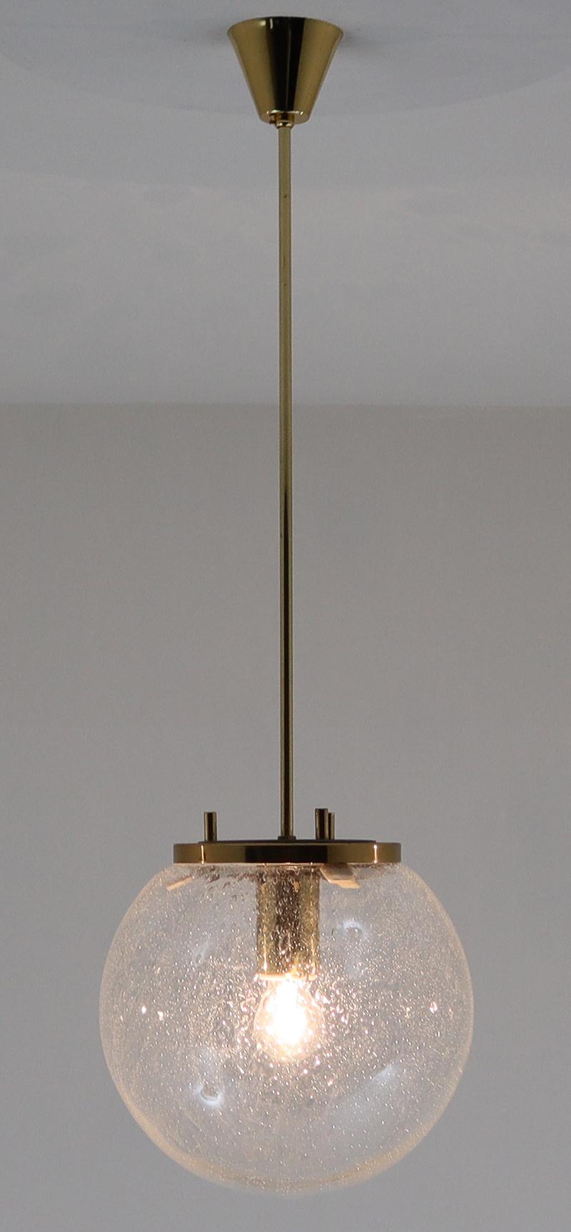 Luxury Midcentury Pendants in Hand Blown Glass and Brass, Austria, 1960s In Good Condition In Almelo, NL
