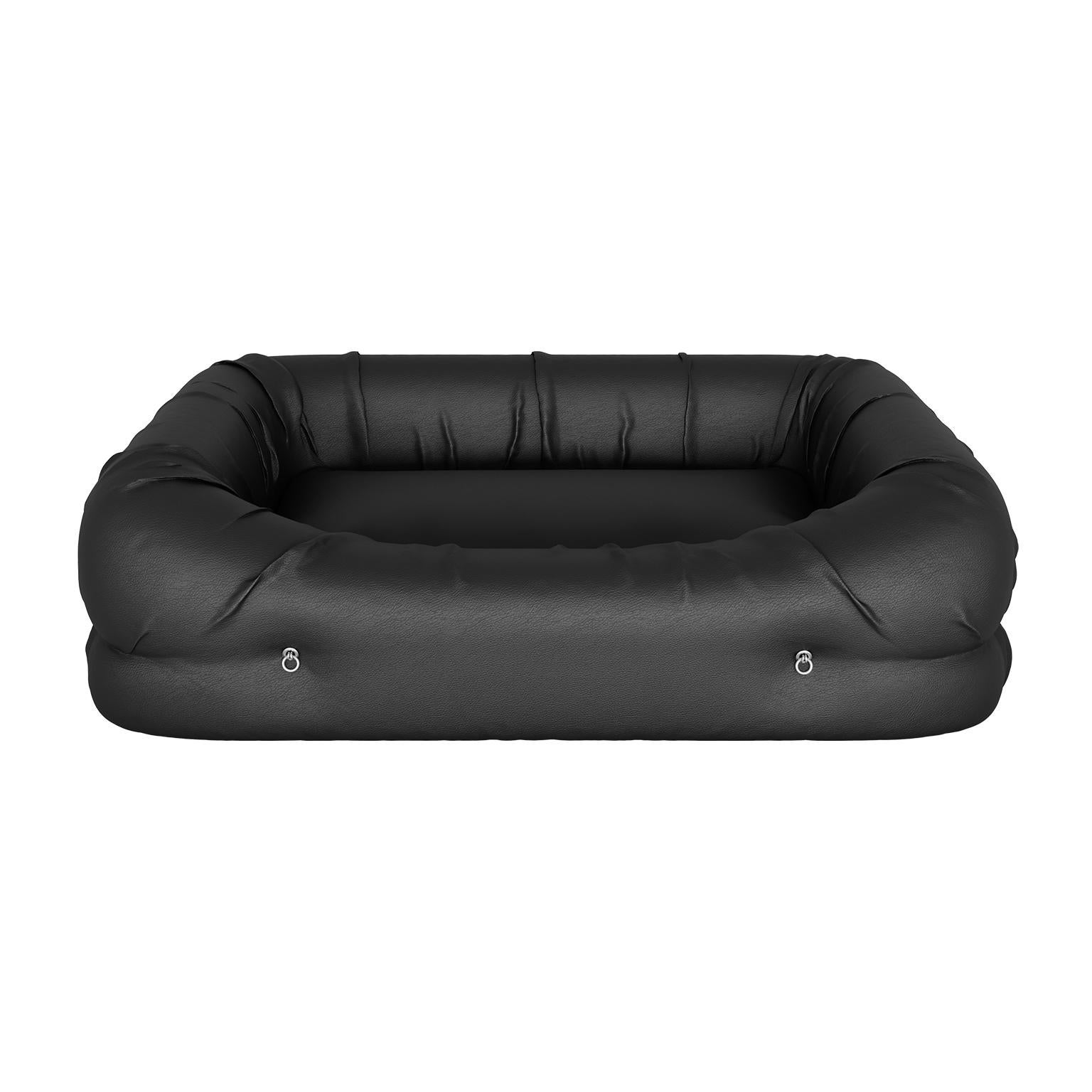 Large Black Modern Pet Bed, Vegan Leather Trendy Sofa for Dogs and Cats
