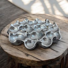 Lujoso Cuenco Decorativo Moderno "Burbujas" de Cristal y Titanio