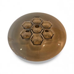 Plat décoratif de luxe moderne "Cells Bronze" en verre