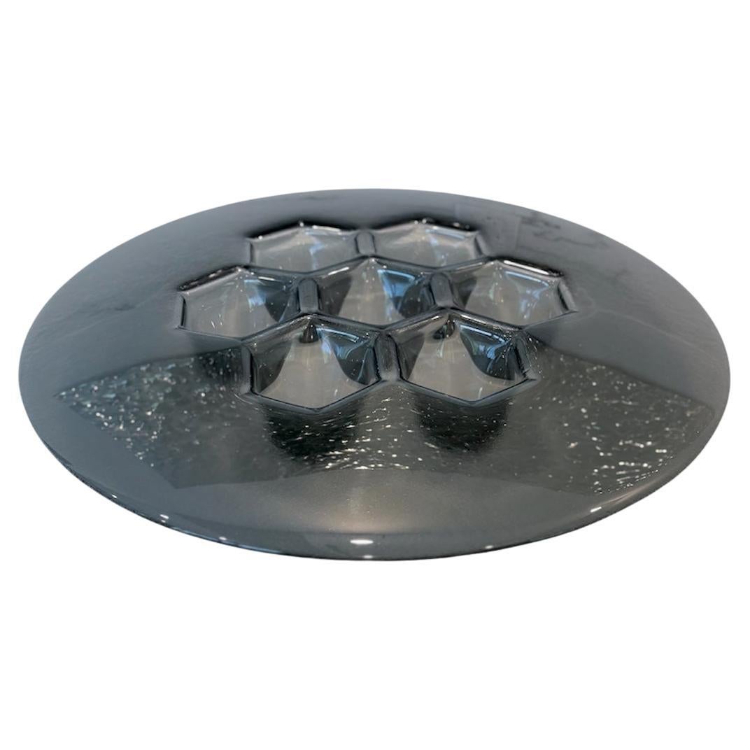 Luxuriöser Moderner Deko-Teller "Cells Graphite" aus Glas im Angebot