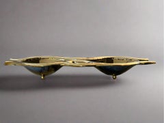 Plato decorativo moderno de lujo "Flow" dorado de cristal