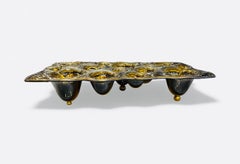 Luxury Modern Decorative Platter "Liquid Metal Gold" made of glass
