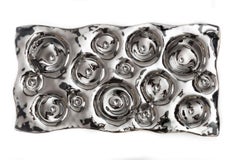 Luxury Modern Decorative Platter "Liquid Metal Silver" made of glass