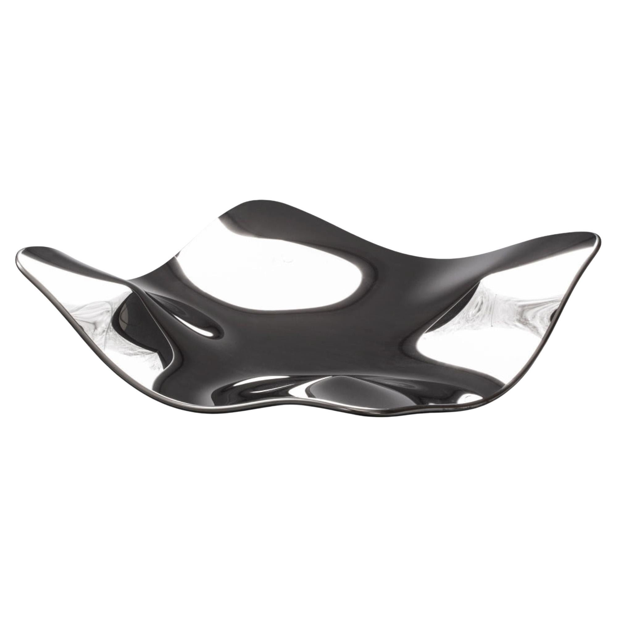 Luxuriöser moderner Deko-Teller "Manta Silver" aus Glas