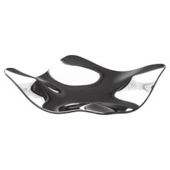 Luxuriöser moderner Deko-Teller "Manta Silver" aus Glas
