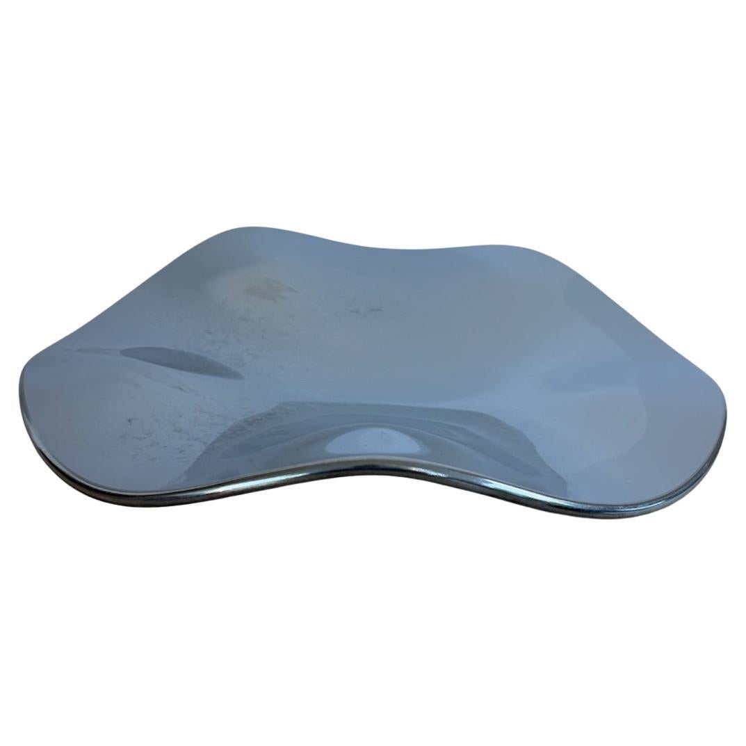 Luxuriöser Moderner Dekoteller "Stingray" Antique Silver aus Glas