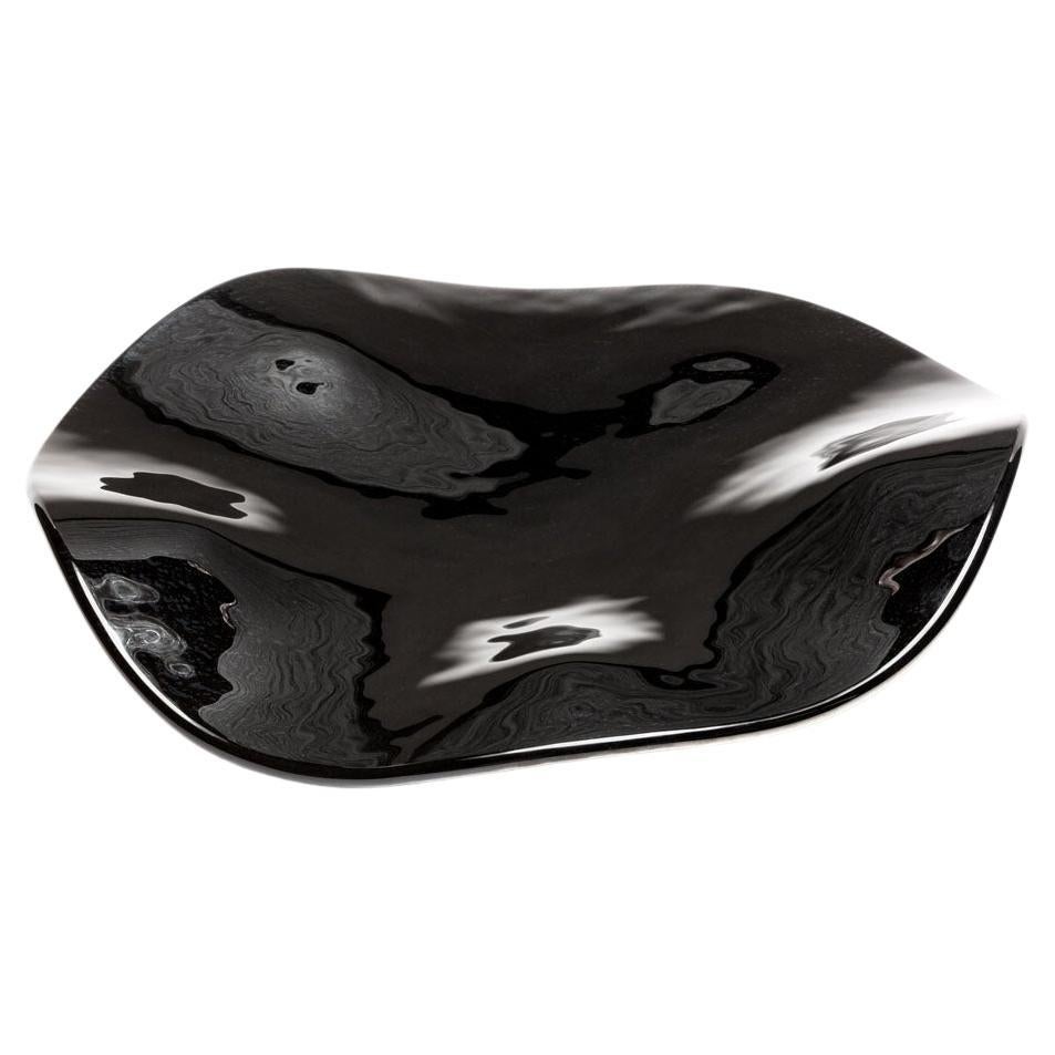 Luxuriöser Moderner Deko-Teller "Stingray" Schwarz aus Glas im Angebot