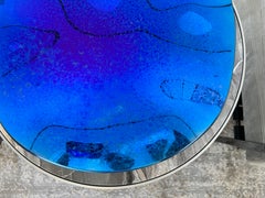 Plato decorativo moderno de lujo "Mantarraya" Índigo de cristal