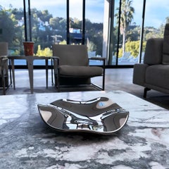 Lussuoso piatto decorativo moderno "Stingray" in argento realizzato in vetro