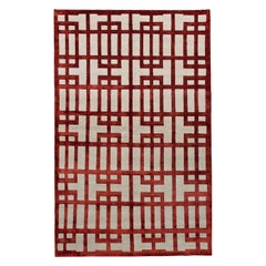Luxuriöse moderne handgeknüpfte Anpassungen Gated Lattice Granat 12x16 Teppich