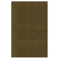 Luxuriöser moderner handgeknüpfter Teppich mit abwechselnden Streifen in Olive 12x15