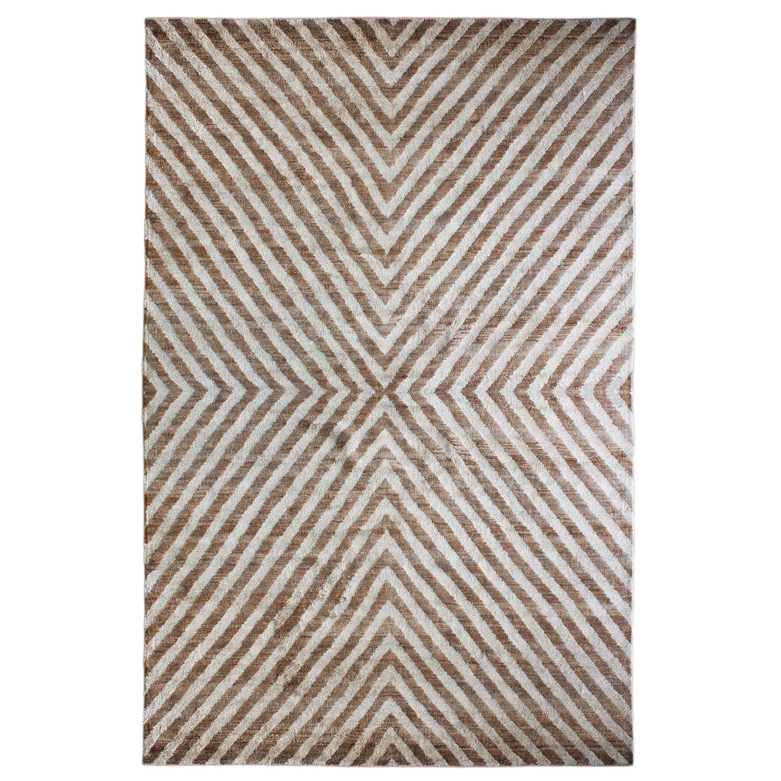 Luxury Modern Hand-Knotted Bridget Natural & Ecru 10x14 Rug For Sale