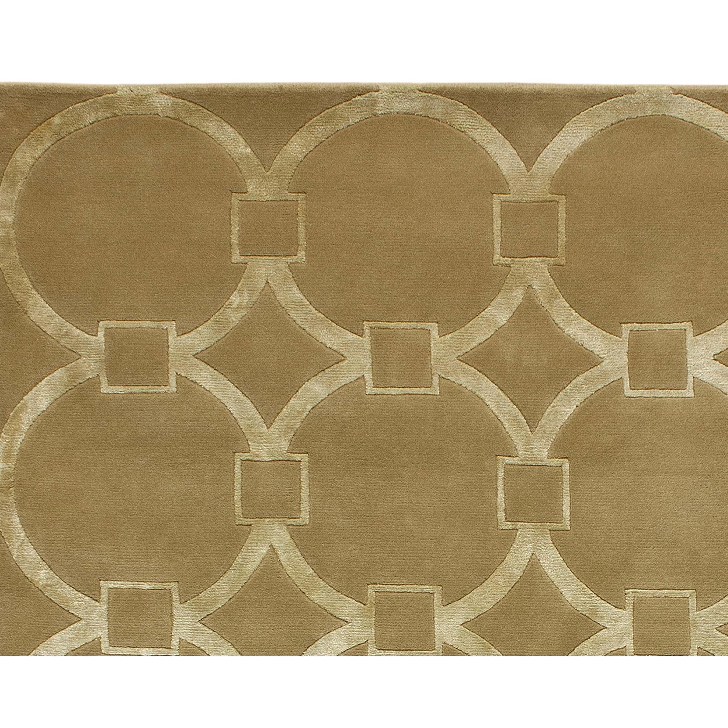 Moderno Tappeto di lusso moderno annodato a mano Circle & Squares Amber 10x14 in vendita