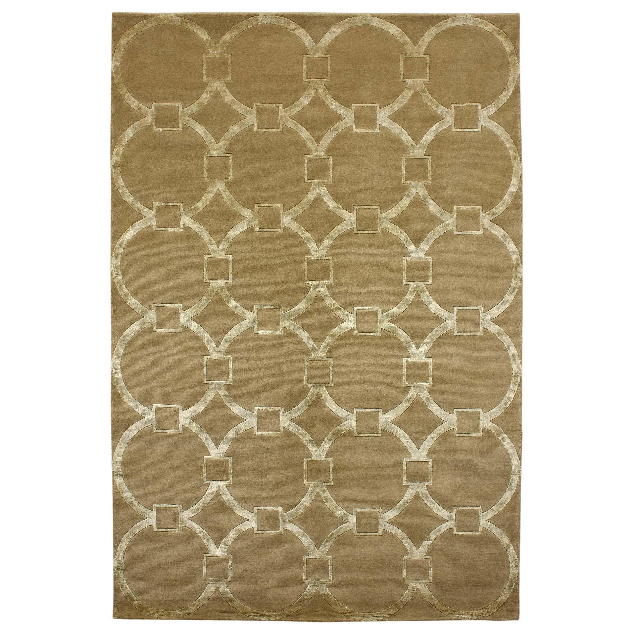 Tappeto di lusso moderno annodato a mano Circle & Squares Amber 10x14