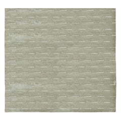Tappeto quadrato di lusso moderno annodato a mano Dashes Glass 12x12