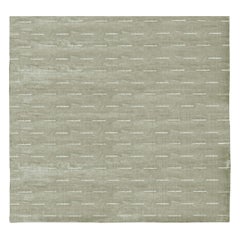 Luxury Modern Hand-Knotted Dashes Glass 12x12 Square Rug