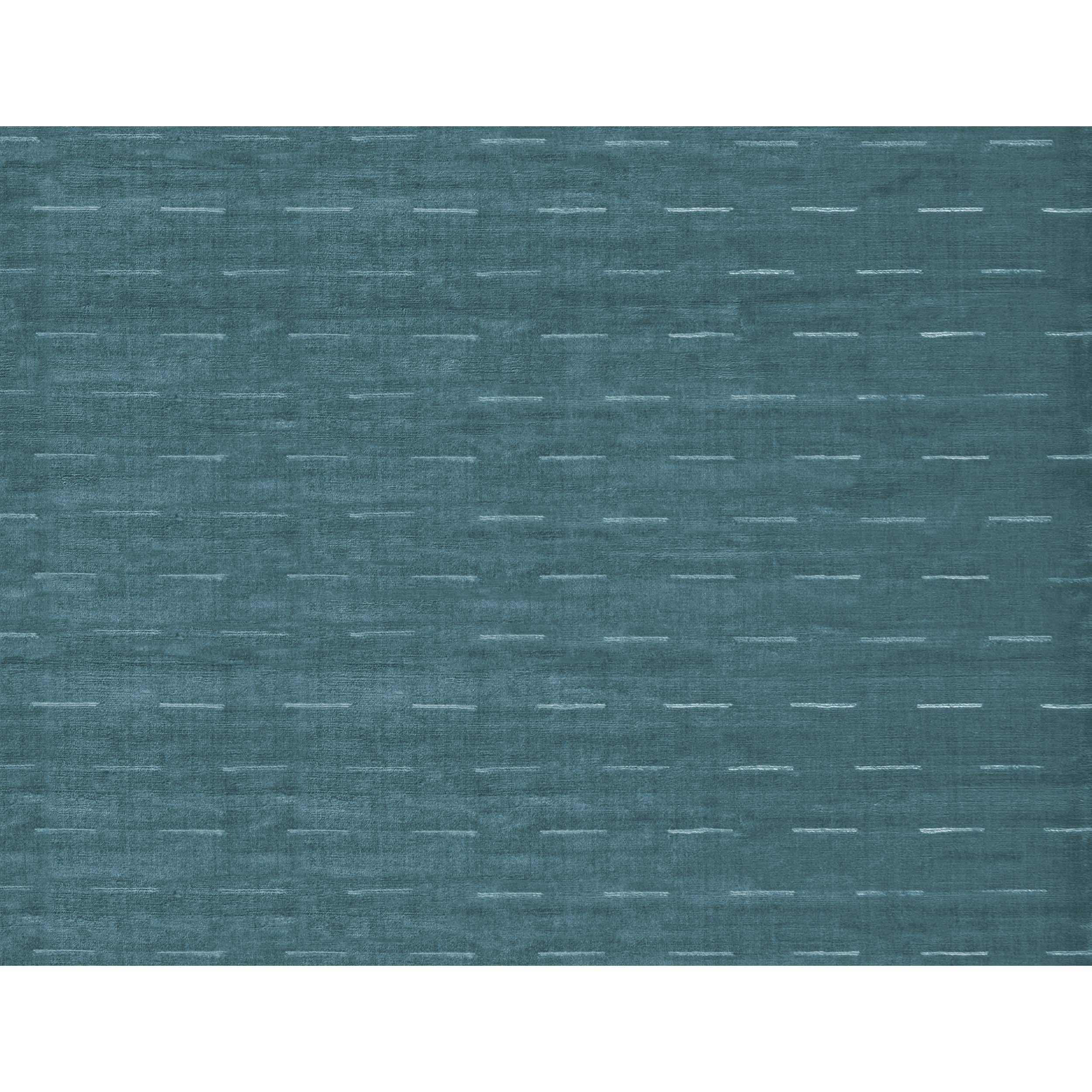 Luxury Modern Hand-Knotted Dashes Ocean 12x15 Rug In New Condition For Sale In Secaucus, NJ