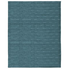 Luxury Modern Hand-Knotted Dashes Ocean 12x15 Rug