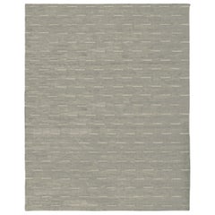 Tapis de luxe moderne noué à la main Dashes bleu aqua 12x15