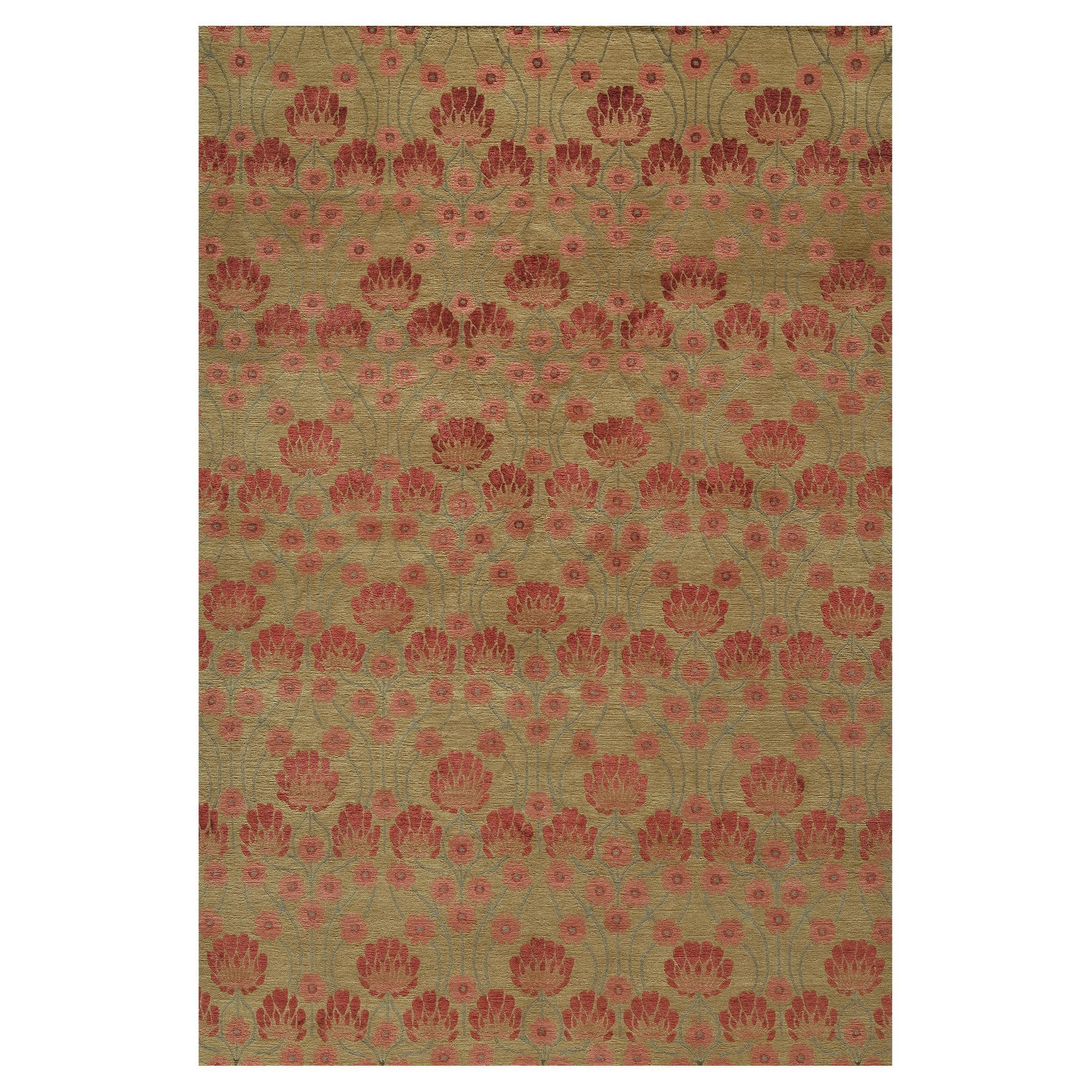 Luxury Modern Hand-Knotted Empress Arts & Crafts Camel 12X16 Rug For Sale