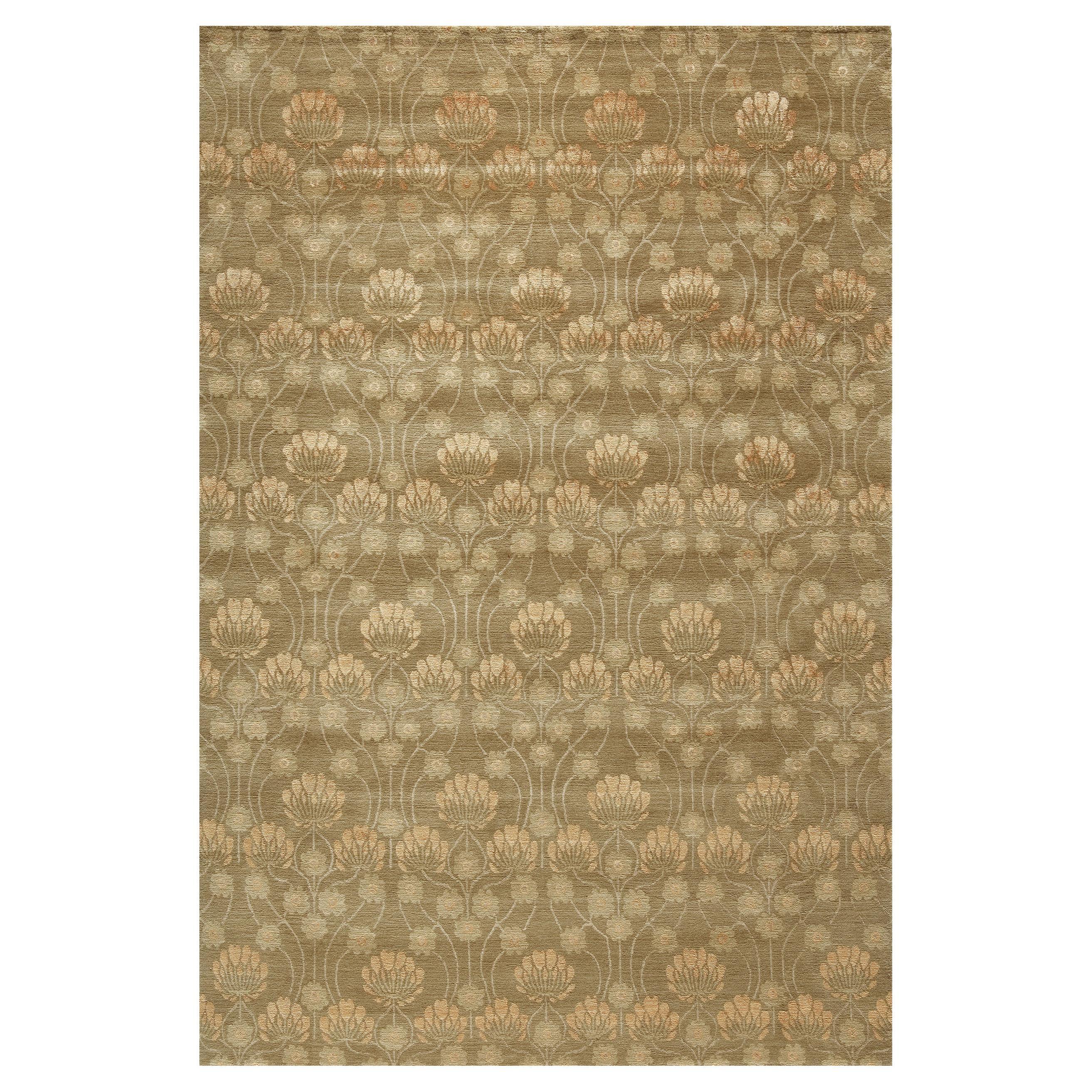 Lujosa Alfombra Moderna Anudada a Mano Empress Arts & Crafts Fawn 12X16