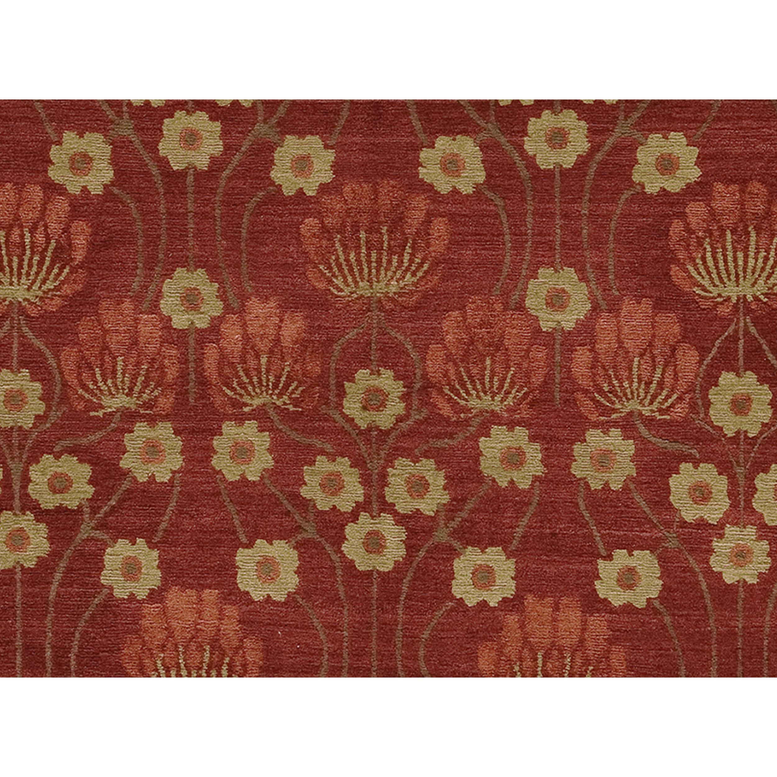 Luxuriöse moderne handgeknüpfte Kaiserin Arts & Craft Rot 12X16 Teppich (Moderne) im Angebot
